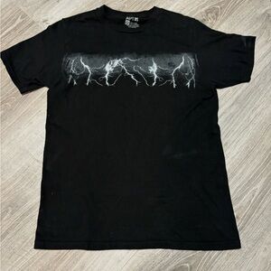 Black Vintage Graphic T-Shirt with Lightning Design
